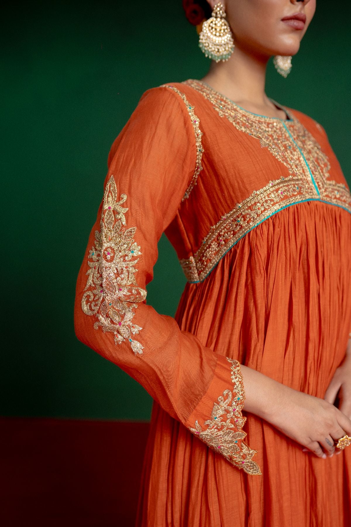 Orange Kalidar Anarkali Set