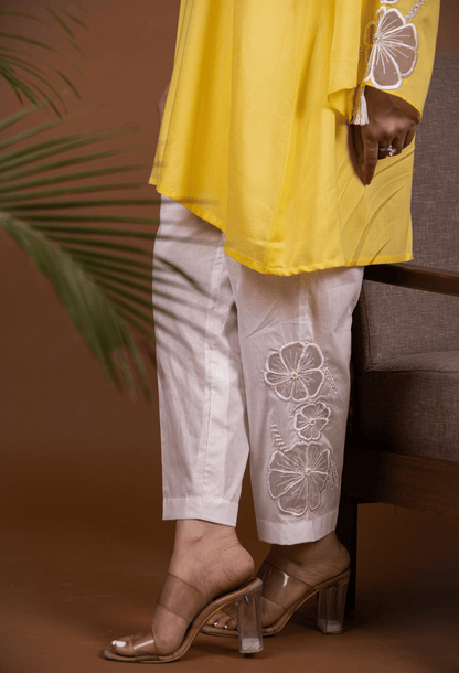 Floral Satin Touch Co-ord Set - Yellow