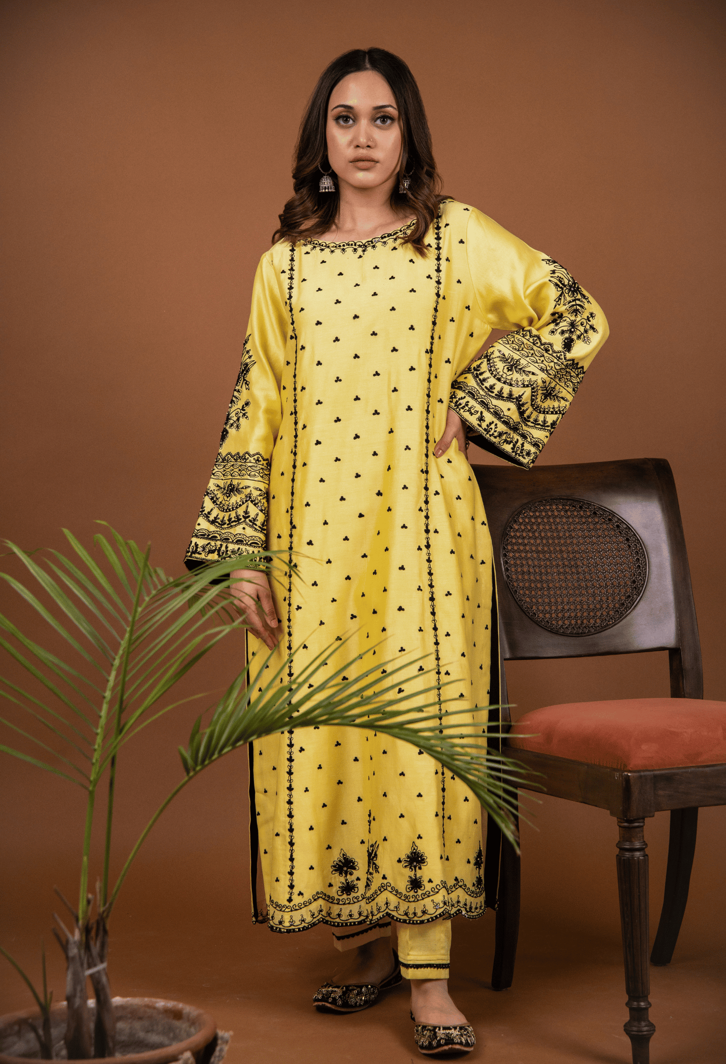 Dori Embroidered Chanderi Suit - Yellow