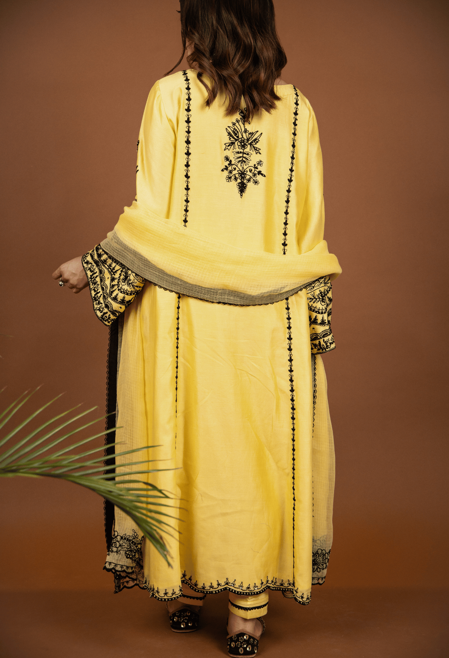 Dori Embroidered Chanderi Suit - Yellow