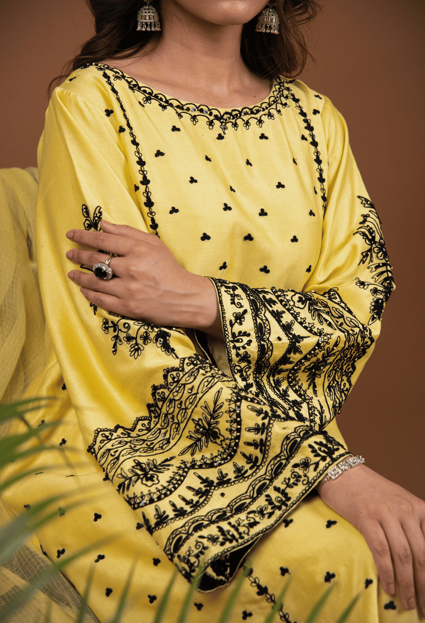 Dori Embroidered Chanderi Suit - Yellow